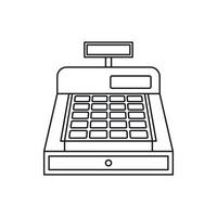 Cash register icon, outline style vector