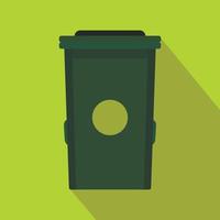 Plastic trash can icon, flat style vector