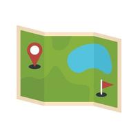 icono de mapa de campo de golf, estilo plano vector