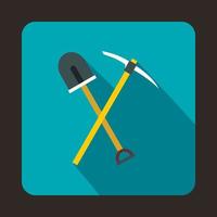 Pick tool and shovel icon, flat style vector