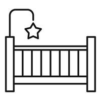 Childrens room baby crib icon, outline style vector