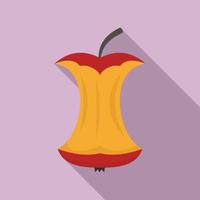 icono de manzana roja comido, estilo plano vector