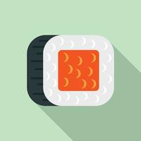 Caviar sushi roll icon, flat style vector