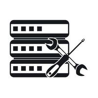 Database with screwdriver and spanner icon vector