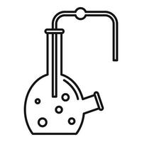 Glass pipe flask icon, outline style vector