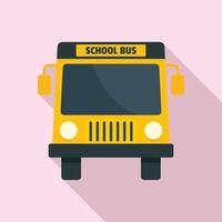 Yellow school mini bus icon, flat style vector