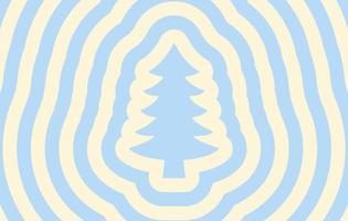 Retro horizontal monochrome background with repeating silhouette christmas tree. Trendy vector hippie print in style 70s, 80s. Pastel colors