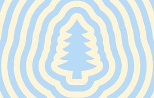 Retro horizontal monochrome background with repeating silhouette christmas tree. Trendy vector hippie print in style 70s, 80s. Pastel colors