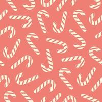 Retro minimal seamless pattern with christmas sweets on a red background. Monochrome print. Trendy vector illustration in style 60s, 70s