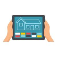 Smart home tablet icon, flat style vector