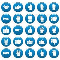 Gesture vector icons set blue, simple style