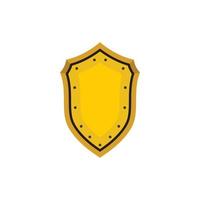 Golden shield icon in flat style vector