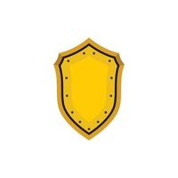 Golden shield icon in flat style vector