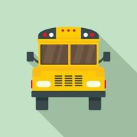 Front of old school bus icon, flat style vector