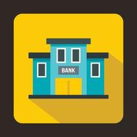 Bank building icon, flat style vector