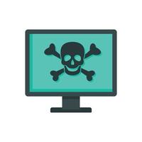 Computer virus attack icon, flat style vector
