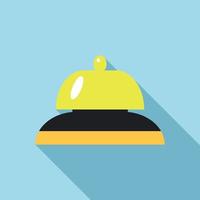 Golden reception bell icon, flat style vector