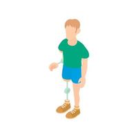 Man with prosthetic leg and arm icon cartoon style vector