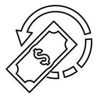 Pay money cash back icon, outline style vector