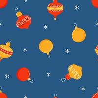 Seamless Christmas Pattern with yellow and red Christmas Toys vector