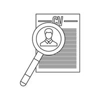 Magnifying glass over curriculum vita icon vector