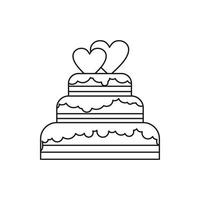 icono de pastel de bodas, estilo de esquema vector
