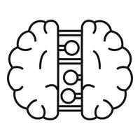 Future binary brain icon, outline style vector