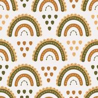 Cute boho rainbows seamless pattern doodle vector