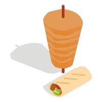 Traditional doner kebab icon, isometric 3d style vector