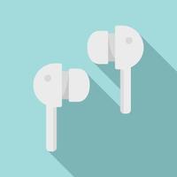 Wireless earbuds icon, flat style vector