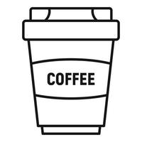 icono de taza de plástico de café, estilo de contorno vector