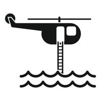 Flood rescue helicopter icon, simple style vector