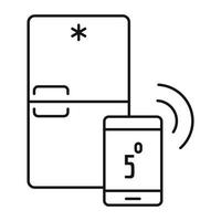 Smart fridge icon, outline style vector