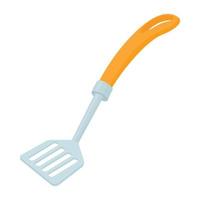 Metal spatula with orange handle icon vector