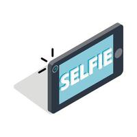 palabra selfie en un icono de teléfono inteligente vector