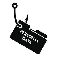 icono de datos personales de phishing, estilo simple vector