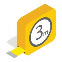 Tape measure roulette icon, isometric 3d style vector