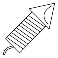 icono de cohete festivo de navidad, estilo de contorno vector