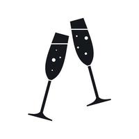 Two glasses of champagne icon, simple style vector