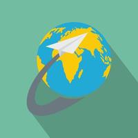 Around the world icon, flat style. vector