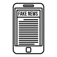 icono de noticias falsas de smartphone, estilo de esquema vector