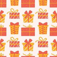 Seamless pattern with Christmas presents, various wrapped gift boxes