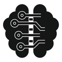 Ai smart brain icon, simple style vector