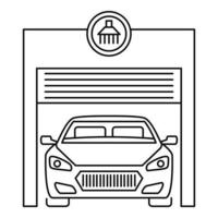 icono de garaje de lavado de autos, estilo de contorno vector