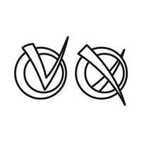 Yes No check marks icon, outline style vector