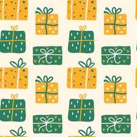 Seamless pattern with Christmas presents, various wrapped gift boxes vector