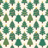 patrones sin fisuras con árboles de navidad decorados vector