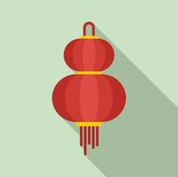 Asian chinese lantern icon, flat style vector