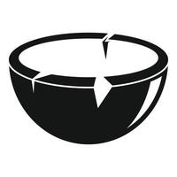 icono de tazón de coco, estilo simple vector