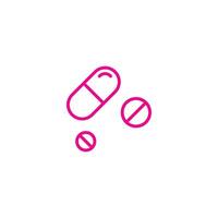 eps10 pink vector avoid or no drugs line art icon isolated on white background. pills and capsule outline symbols in a simple flat trendy modern style for your website design, logo, and mobile app